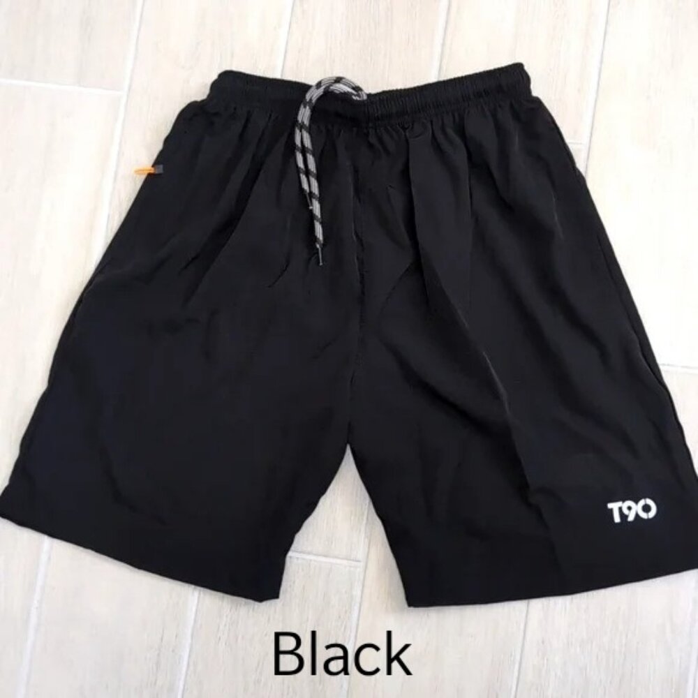 Athletic drawstring shorts with zipper pockets in BLACK color youth sizes